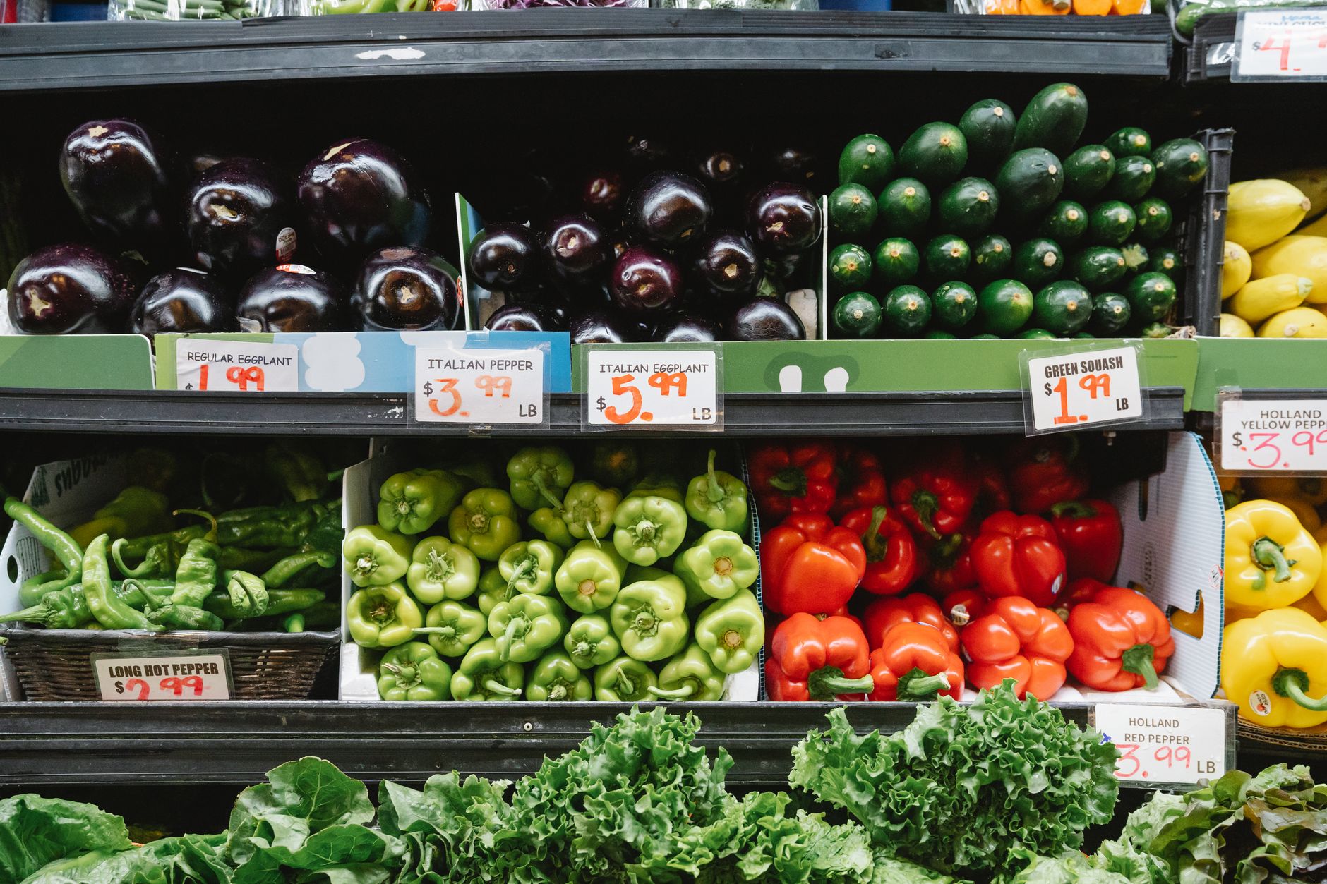 Colorful assortment of vegetables on display in a market